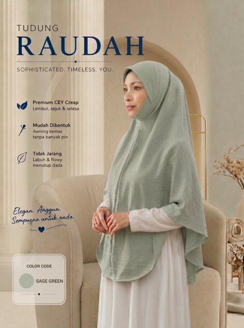 Faralisya Signature | Muslimah Clothing | RAUDAH RD 23 ~ SAGA GREEN